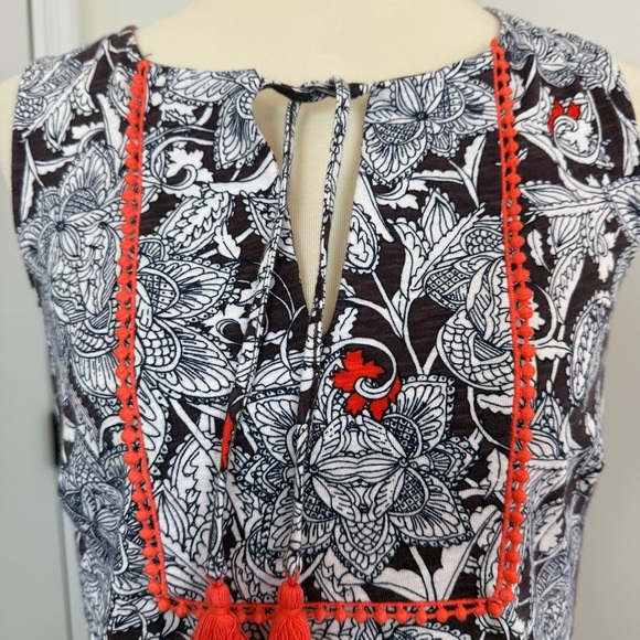 Boden Womens Lana Shift Dress White Black Floral Tassels Tie Front Sleeveless 6R - Picture 5 of 10